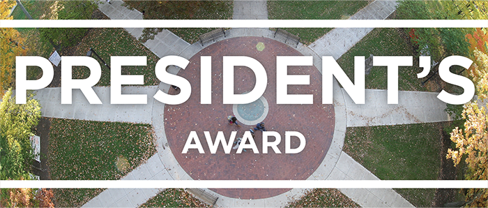 White text that says President's Award on top of a photo of the Miami seal