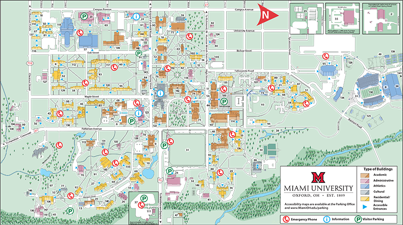 Miami University Campus Map Oxford Ohio - Miami of Ohio University in