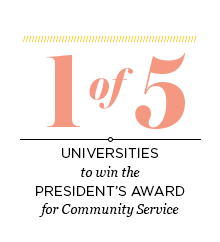 1 of 5 universities to win the president's award for community service