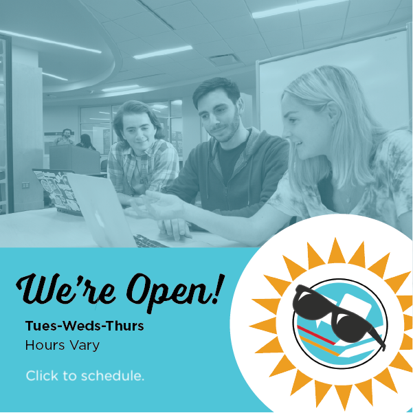 We're Open! Tuesday, Wednesday, Thursday. Hours vary. Click to schedule..