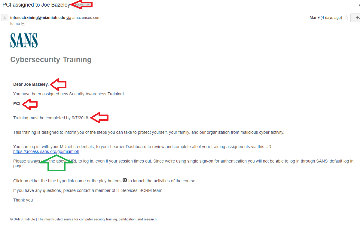 Training Email Template
