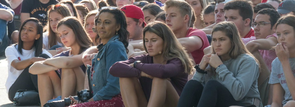 Students attending convocation