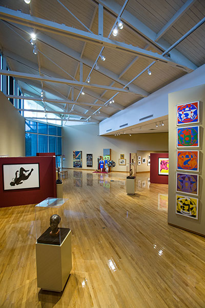 A view of art on display.