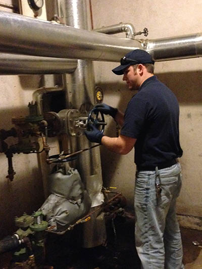 Jesse Horn repairs radiator