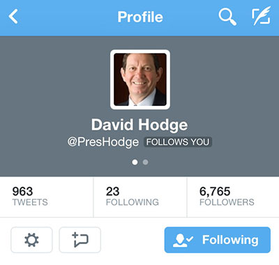 President Hodge tweets