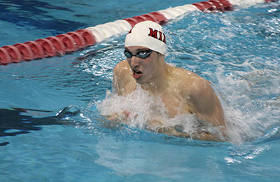 Evan Bader swimming the breaststroke