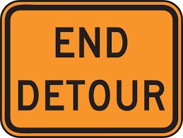 end detour traffic sign