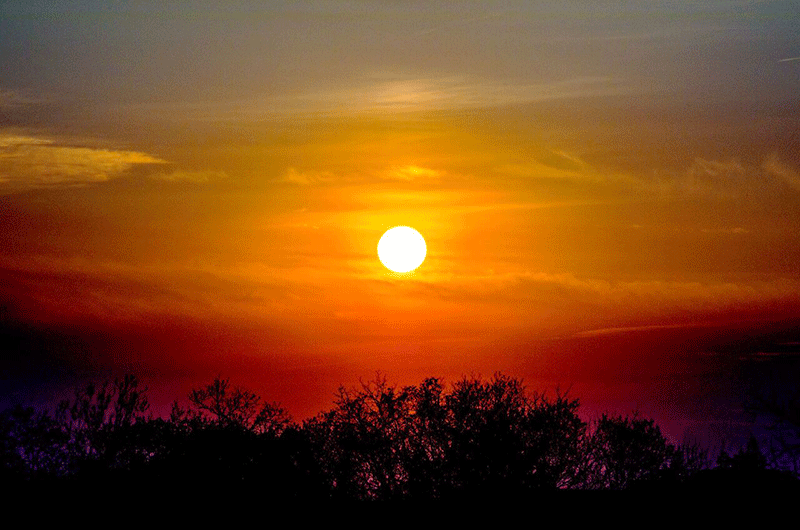 Photo of evening sunset features oranges and red colors.