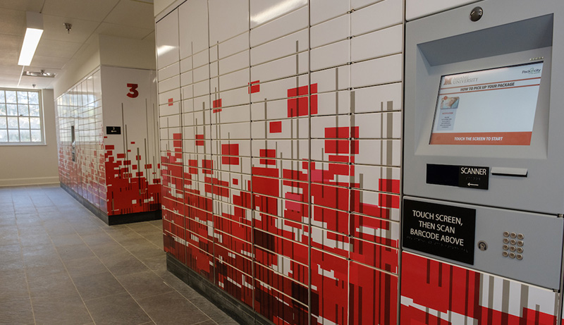 Miami University's Mail and Package Center moves to its new home in Shriver Center that will include 2,000 package smart lockers.