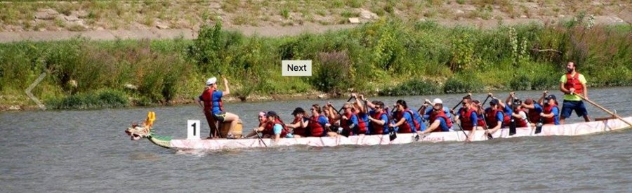 A team races in the 2016 Dragon Boat Festival.
