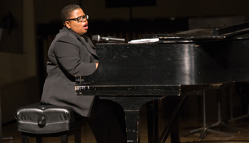 Tammy Kernodle, professor of musicology, performing at Hall Auditorium (photos by Scott Kissell)