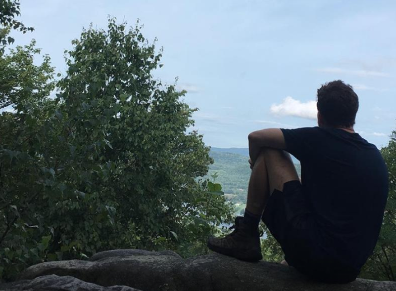 Preston Kahn takes a moment to reflect in Massachusetts during his Appalachian Trail hike (photos courtesy of Kahn.) 
