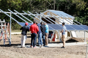 Distant solar array photo