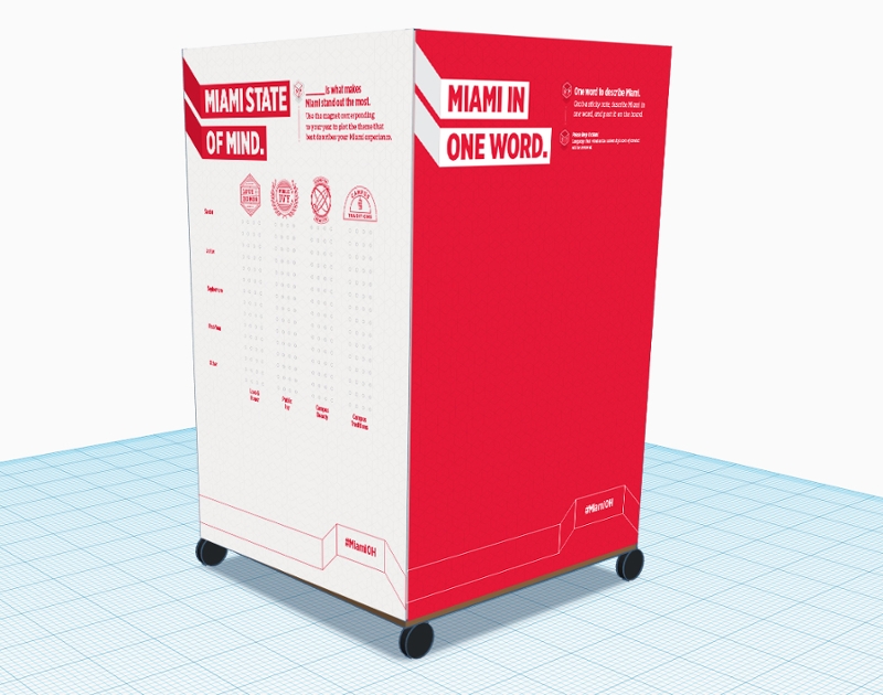 A 3d mock-up showing 2 panels of a feedback kiosk.