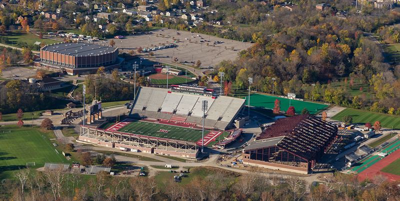 Aerial view of the football stadium