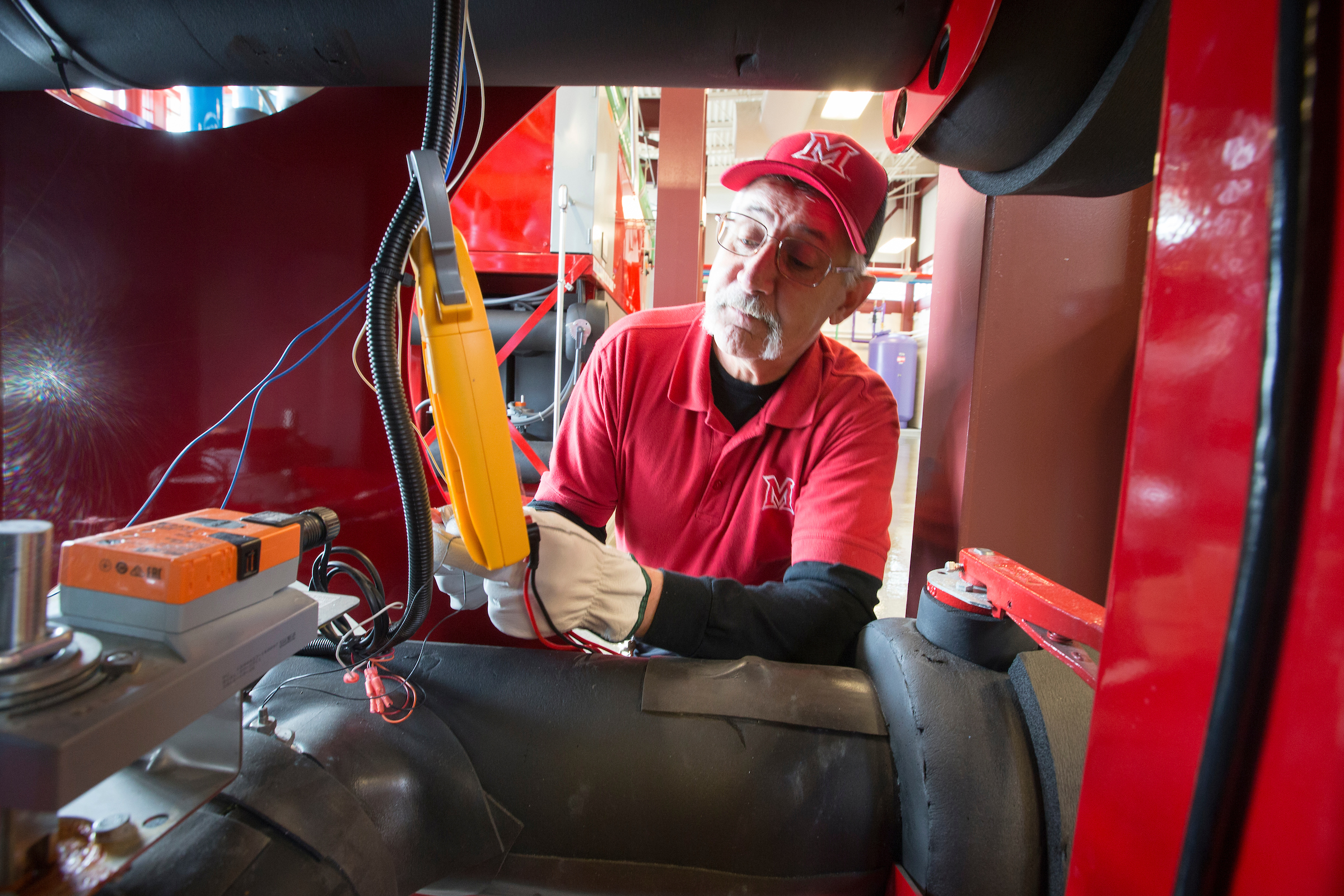 Technician at geothermal plant