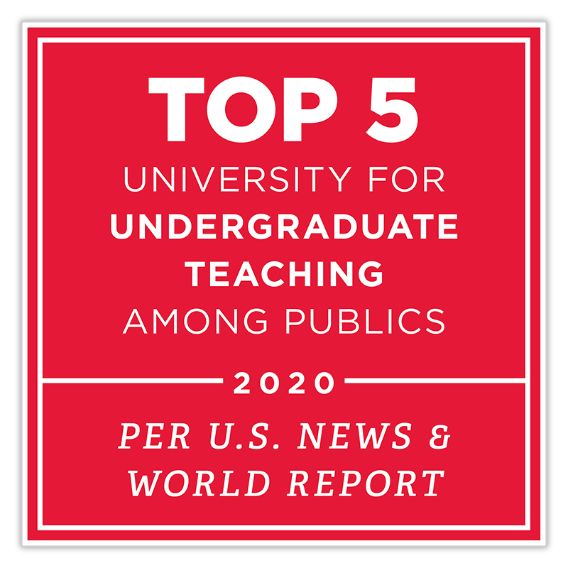 Per U.S. News & World Report - 2020 - Top 5 university for Undergraduate Teaching among publics