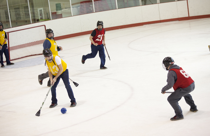 Broomball is one of our most popular Club Sports. It's played on the ice, with a broom-like stick and regular shoes. Trust us, it's just as quirky and fun as it sounds.