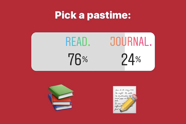 Pick a pastime: Read 76%, Journal 24%