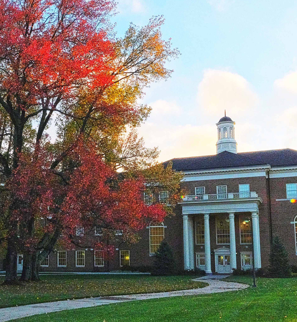 The Farmer School of Business building outside on a sunny fall day