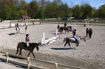 Students participating in riding lessons