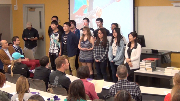 Japanese students sing their song