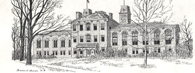 Drawing of Harrison Hall.