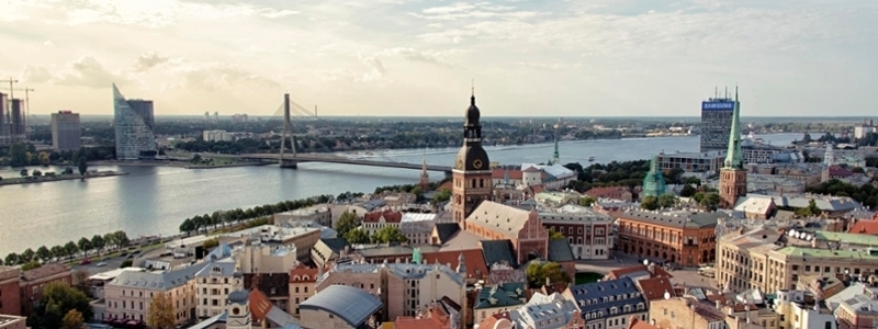 A Latvia town on the river