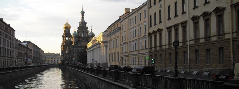 Canal and buildings in Russia