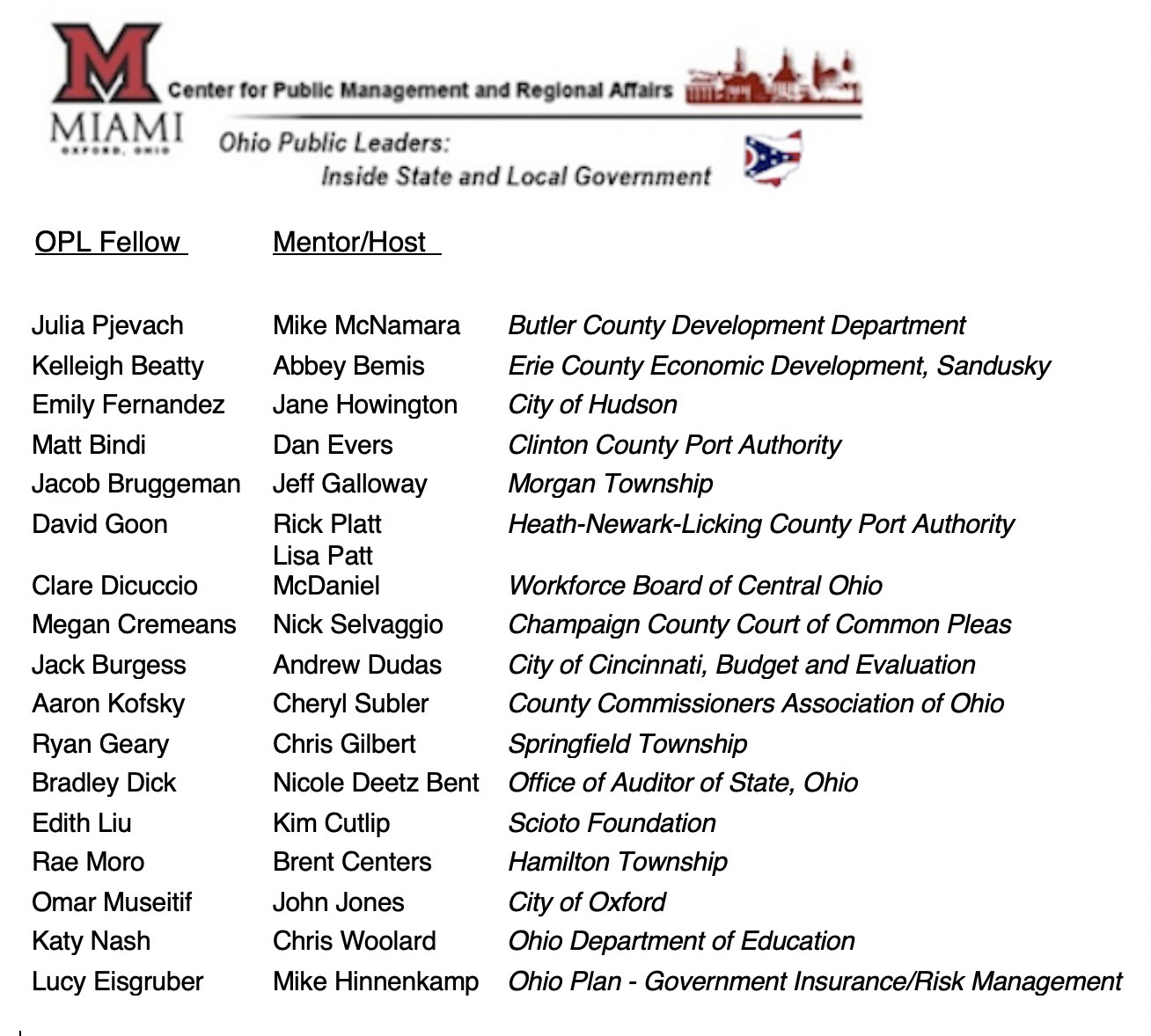 2019 OPL Fellows