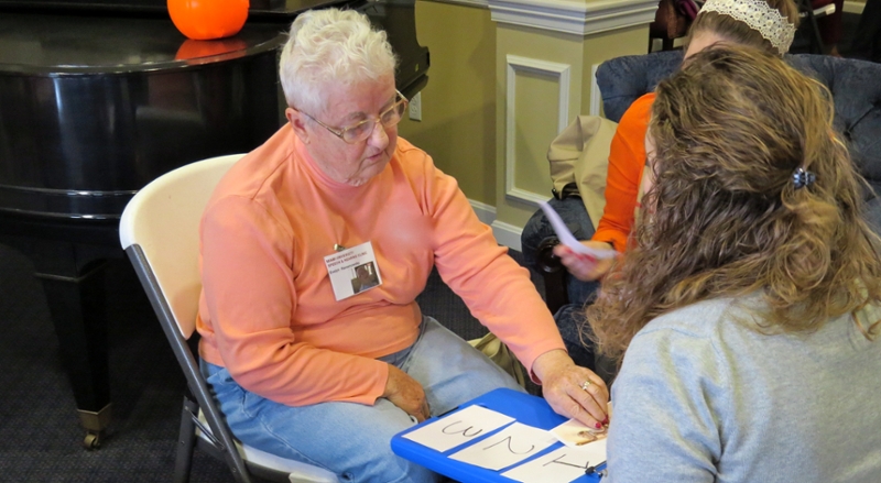 Clinician working with adult client