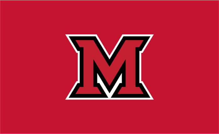 Miami Beveled M Logo on Read Background