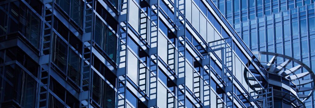 A modern skyscraper viewed from below