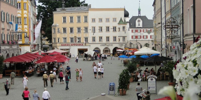 People mill about at a street festival in Rosenheim
