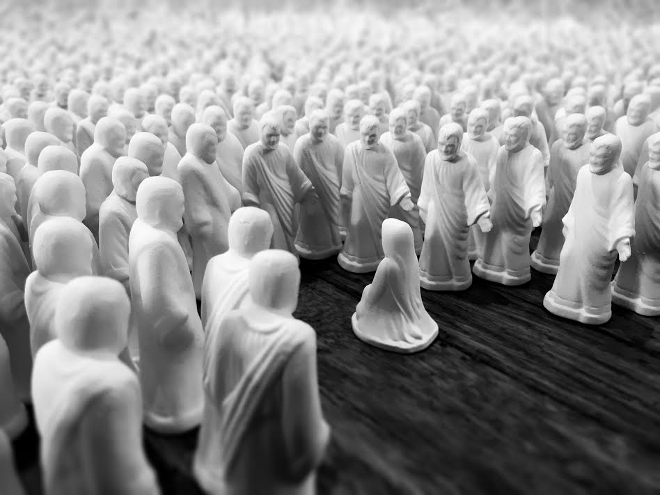 In The Trap, 2017, clay nativity figurines,<br /> audio track, dimensions variable