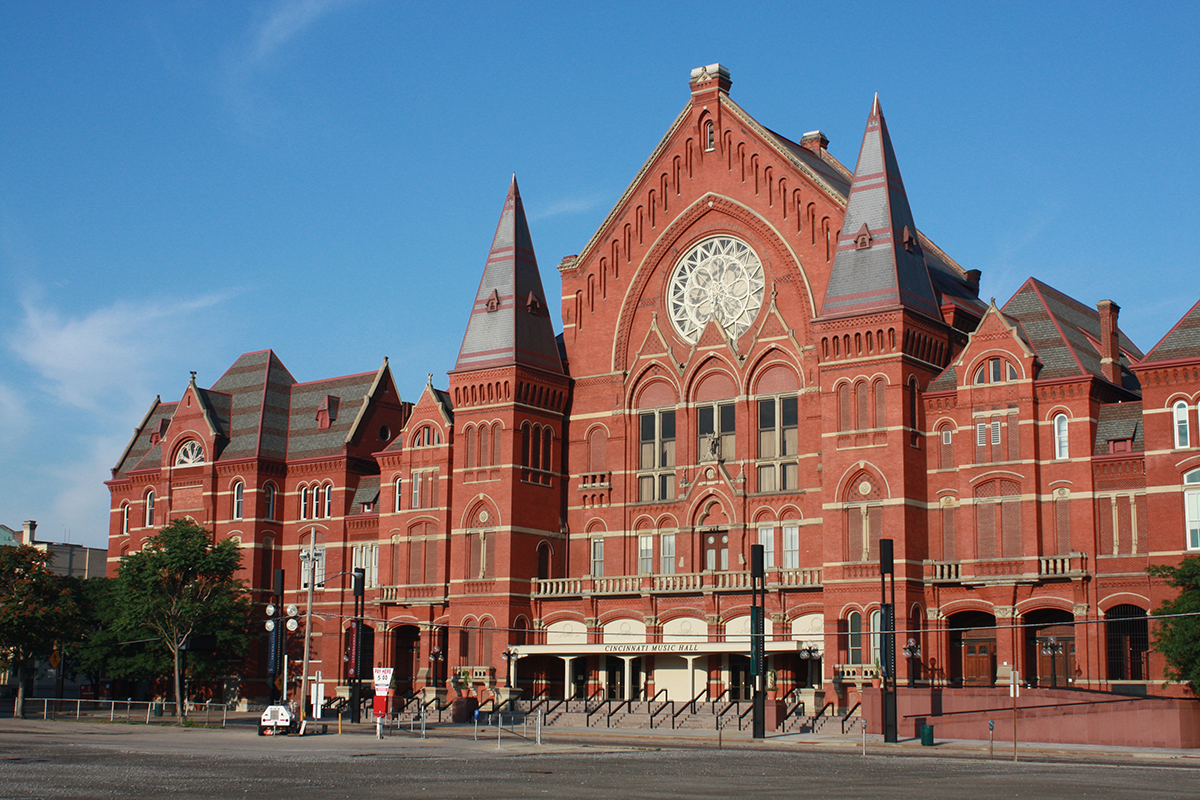 Exterior of Music Hall on a sunny day