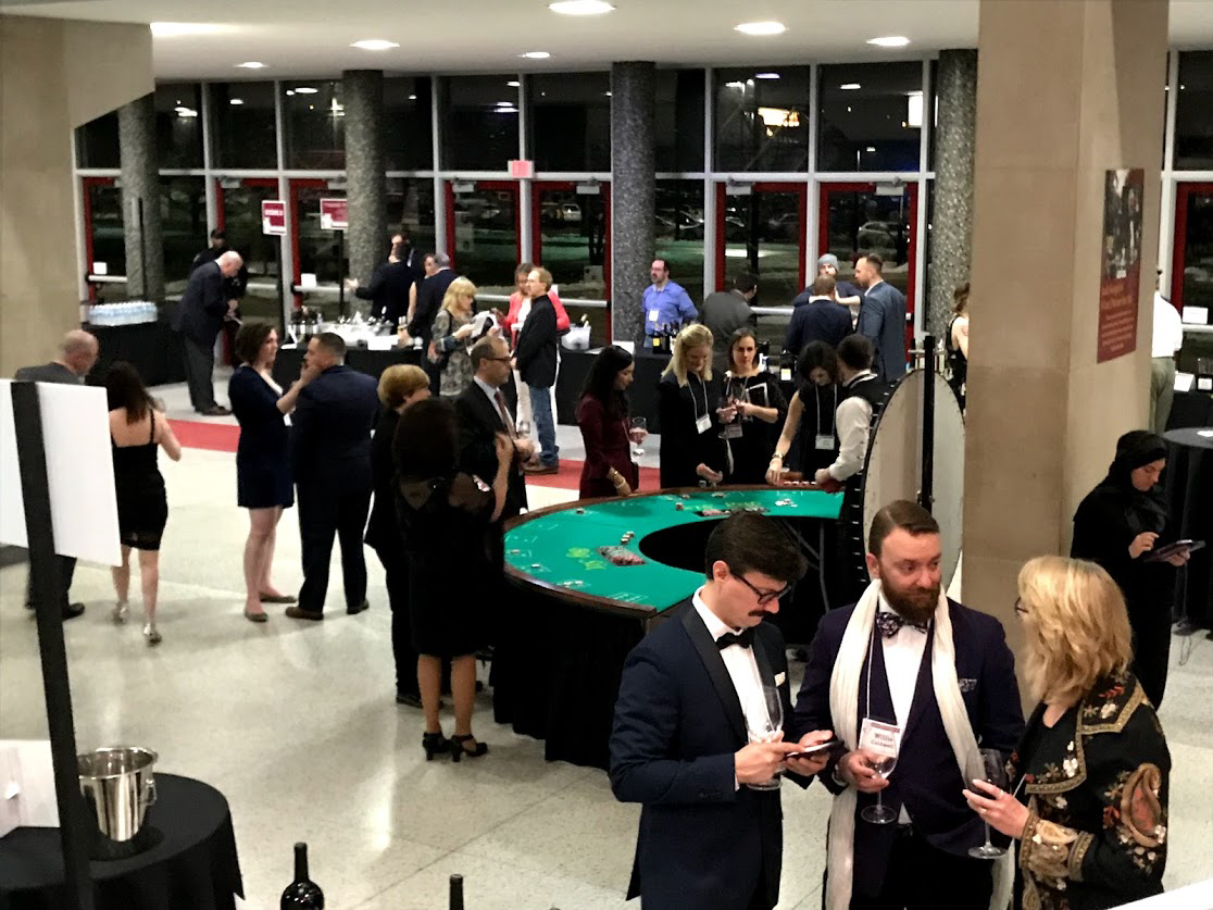 An elevated view of the guests and the action