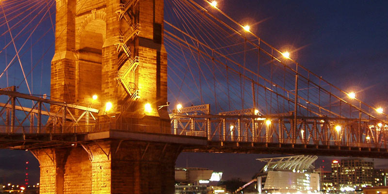 A bridge in Cincinnati over the Ohio river