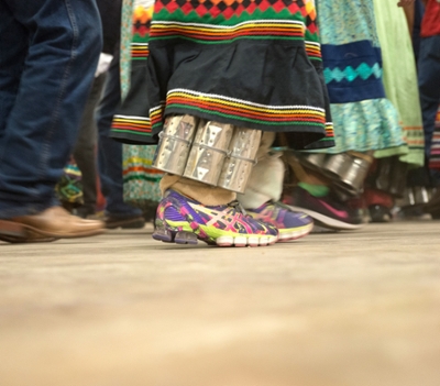 A Shaker worn by Miami Tribe Stomp Dancers