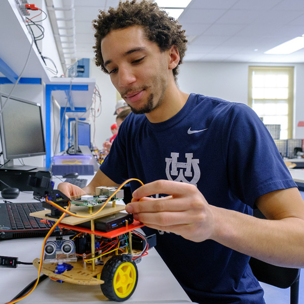 student in a robotics class