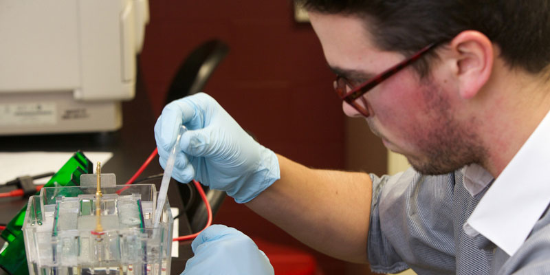 Male student in lab