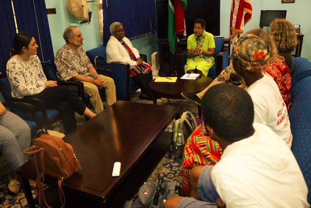 Students meet with Ambassador Patricia Alsup at the US Embassy in The Gambia