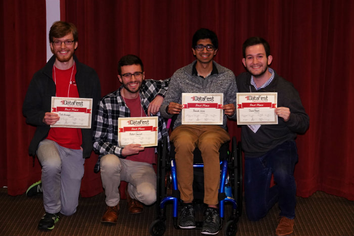 DataFest winners holding their awards