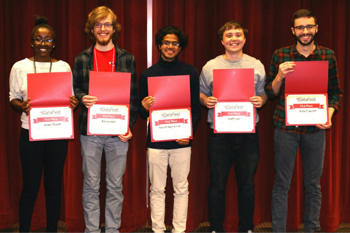 DataFest winners holding their awards
