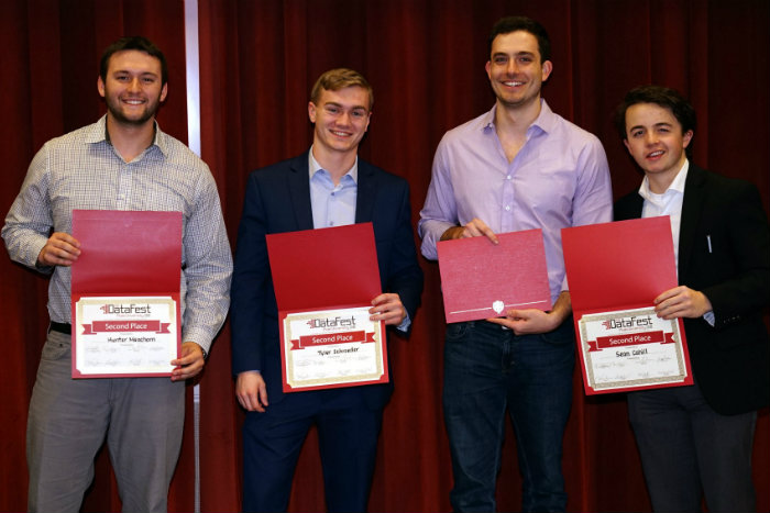 DataFest winners holding their awards