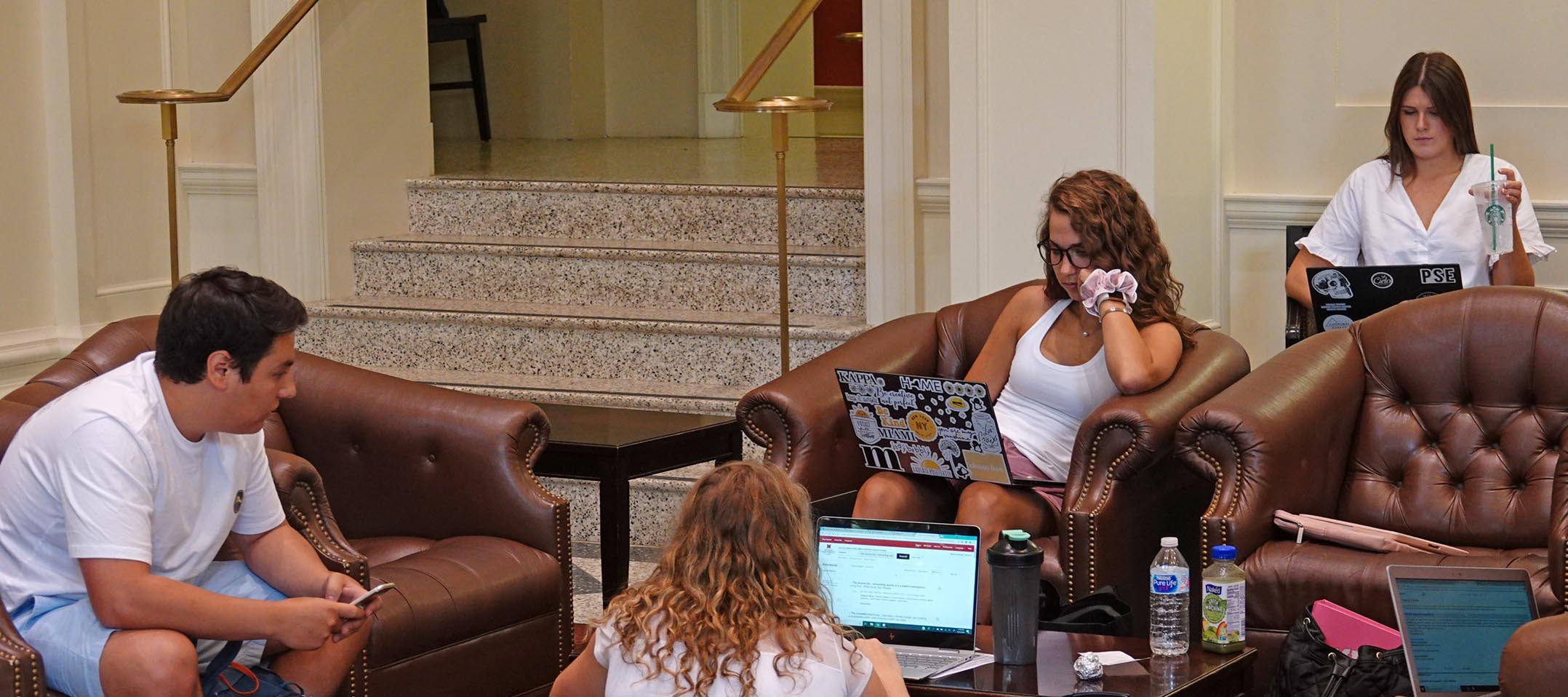 Students hang out in Forsythe Commons