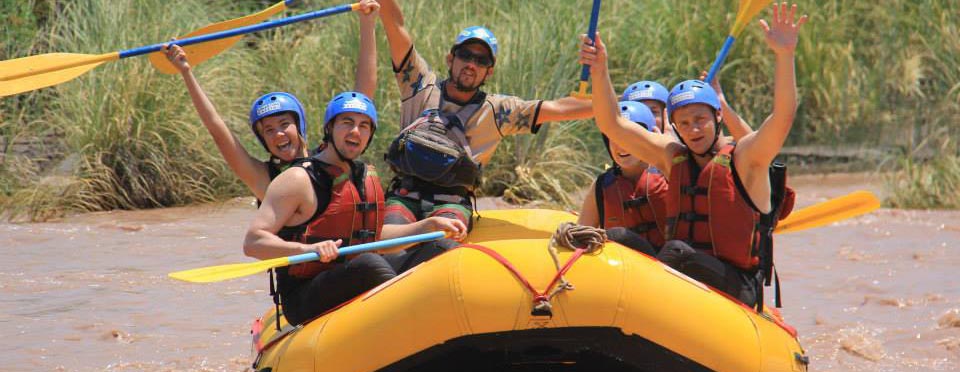 Students on a whitewater rafting trip in Argentina