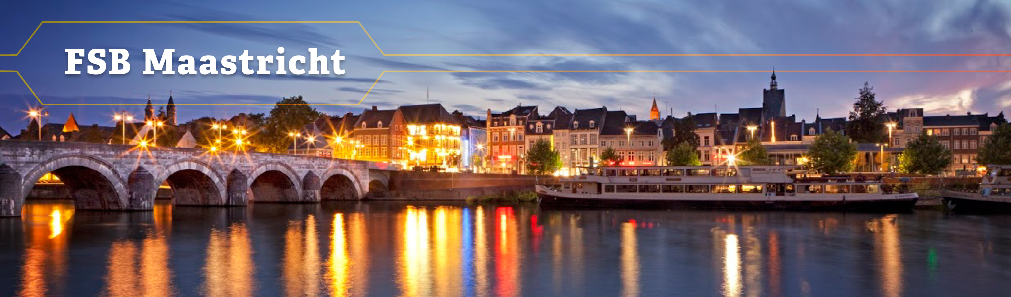 Maastricht at night next to a river
