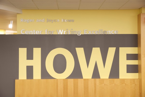 photo of Howe Writing Center desk at front of center