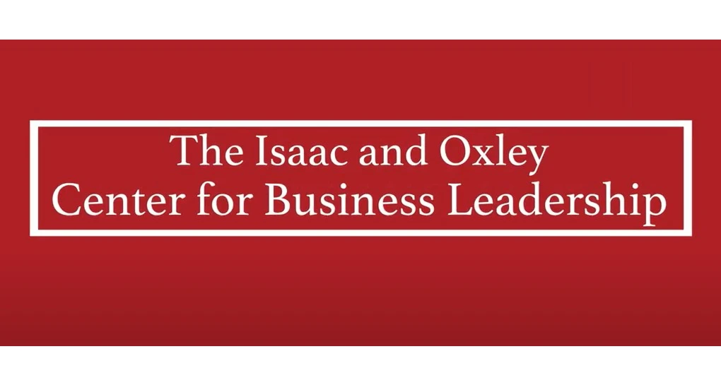 red box with center for business leadership text